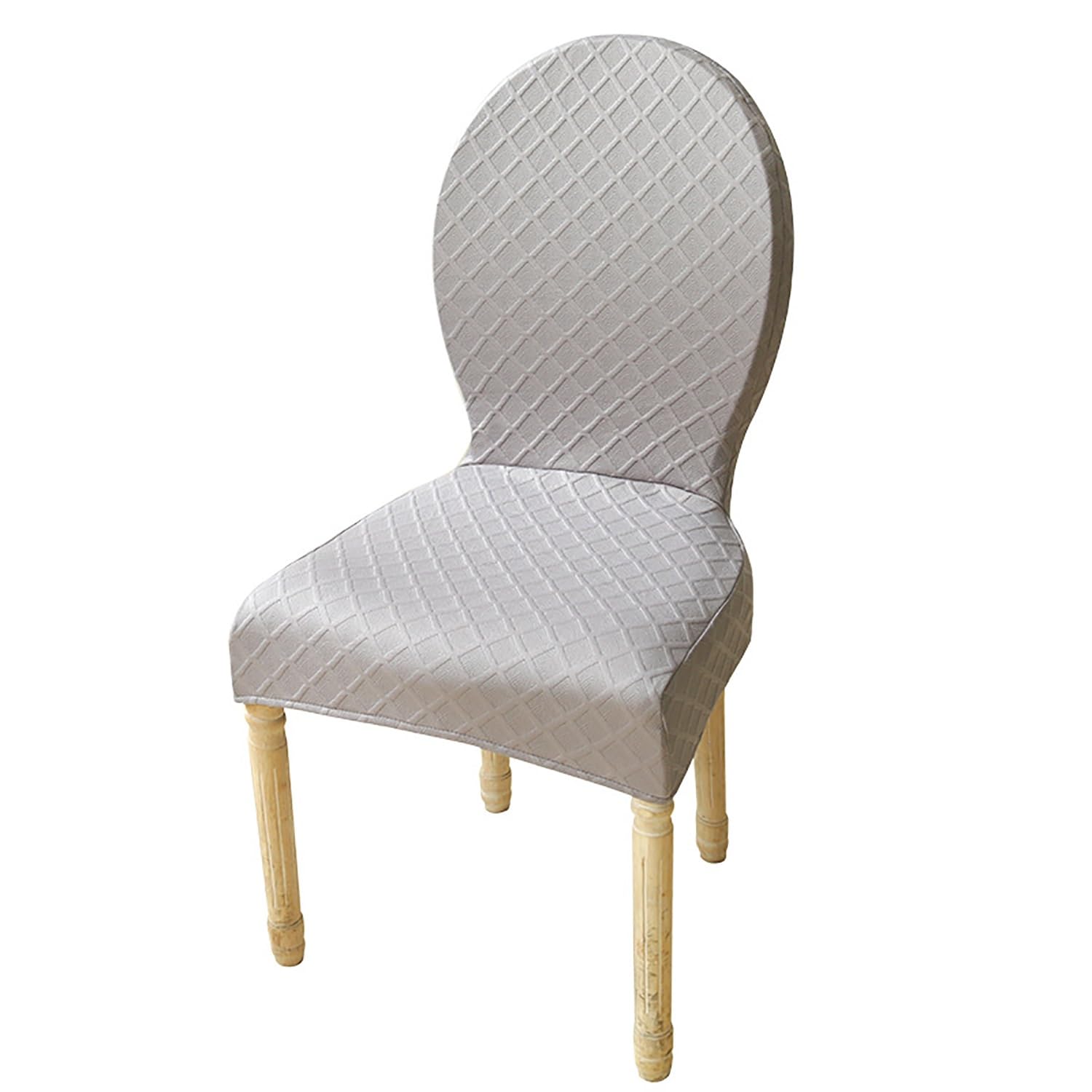 4er Set Stuhlhussen mit runder Rückenlehne, für Esszimmerstuhl aus Holz, passend für die meisten Standardgrößen (4 Stck)(Khaki,Plus size)