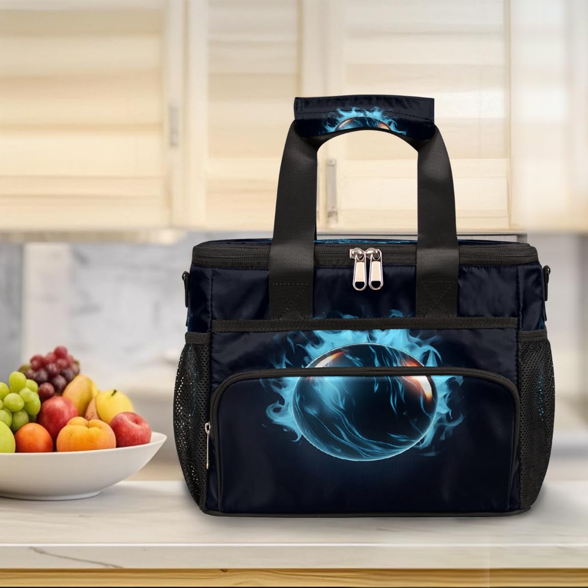 Mexpekil Borsa termica termica a prova di perdite, riutilizzabile, con motivo a palline, picnic, per donne, uomini, lavoro, campeggio, spiaggia, ufficio, 24 lattine, 15 l