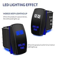 Vista 3 de Ventiladores de refrigeración, interruptor basculante de 5 pines, láser encendido/apagado, luz LED azul, 20A/12V, 10A/24V, interruptor de palanca