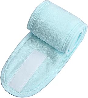 Diademas de color sólido multifunción para mujer, para lavar la cara, yoga, maquillaje, con velcro, ajustables, accesorios para el cabello (azul)