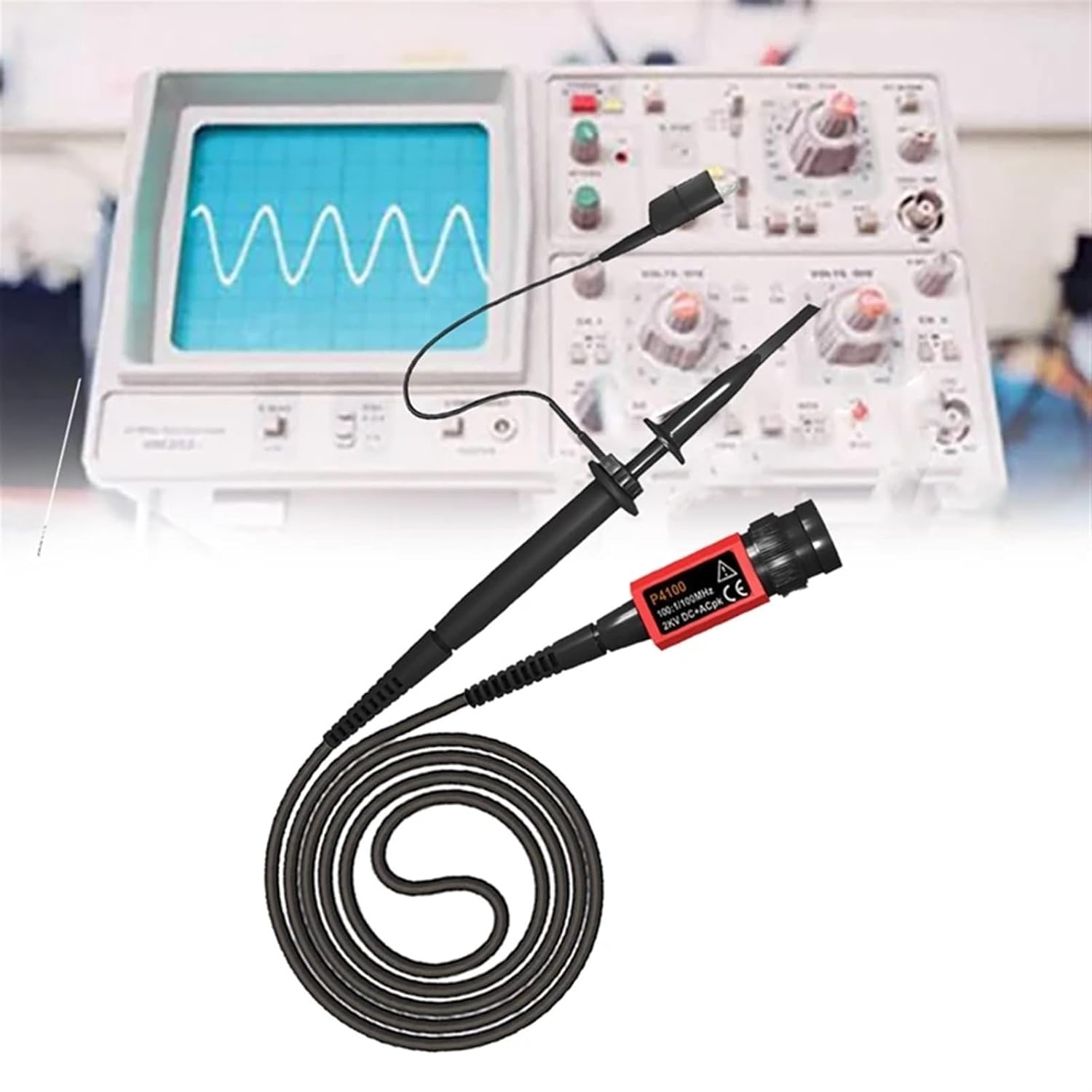 P4100 probe connected to an oscilloscope