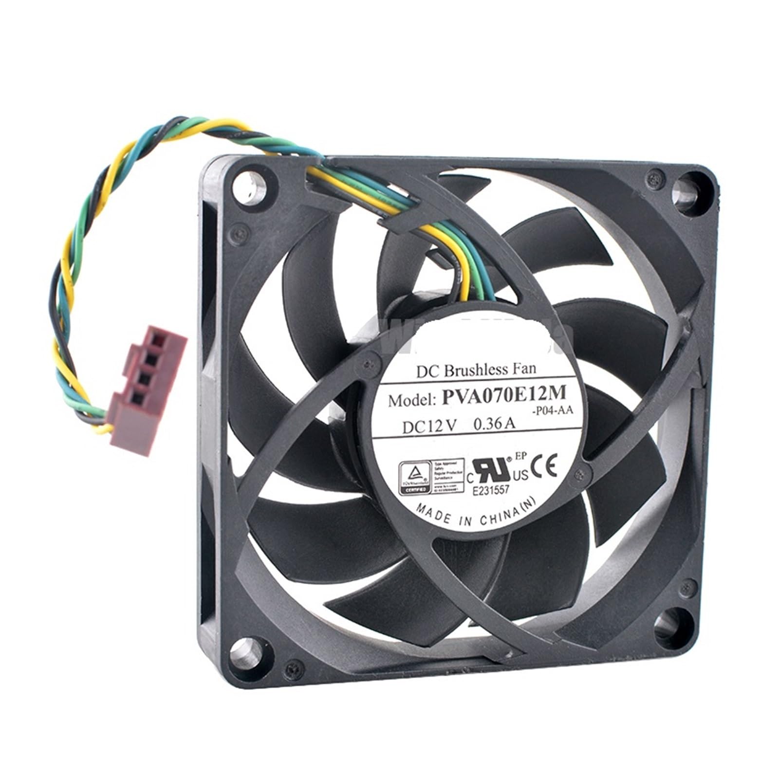 JJKKOZVQF PVA070E12M 7cm 70mm fan 70x70x15mm DC12V 0.36A 4pin 6500rpm cooling fan