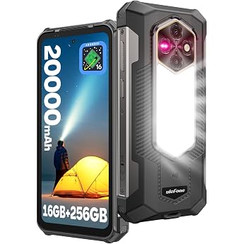 Ulefone Rugking 5 Pro Outdoor Mobile Phone 2026, Android 16 Construction Site Mobile Phone 20000 mAh with Super Torch, 16GB +