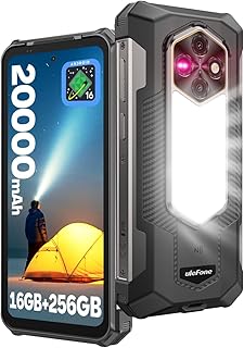 Ulefone Rugking 5 Pro Téléphone Portable Incassable Android 16, 20000mAh AI Smartphone Incassable 16GO+256GO/TF-2To, 1000LM Camping Lampe, 6.78