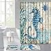 Uphome Sea Horse Foam Bathroom Rugs Vintage Summer Ocean Collection Nautical Map Bath Mat Soft Absorbent Non-Slip Flannel Bath Rug Shower Floor Carpet, 16x24