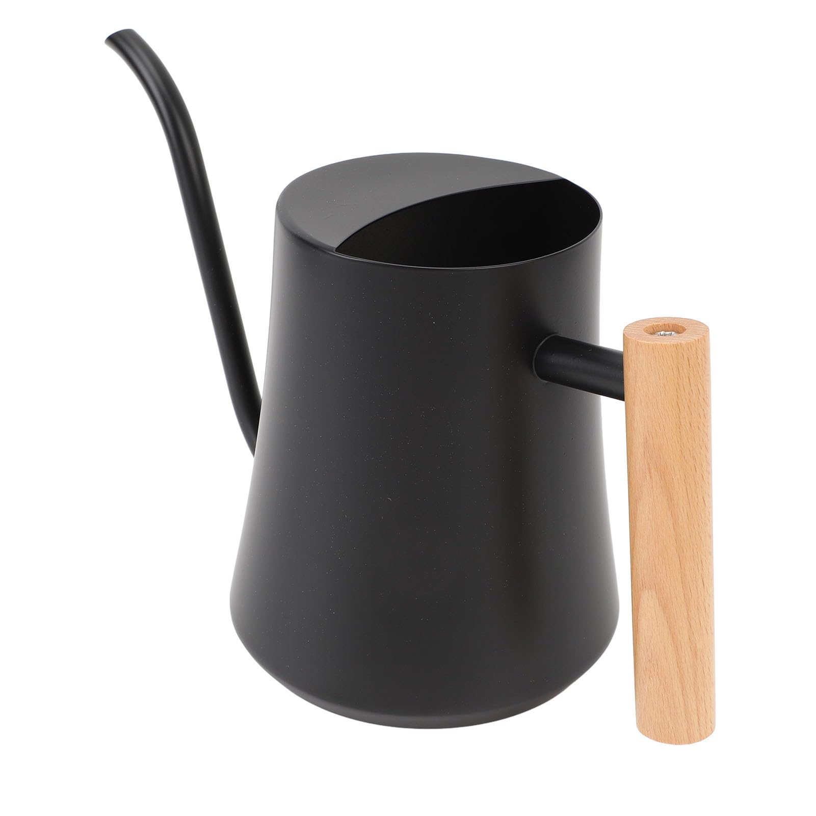 Wakects Regadera de Interior Regadera de Acero Inoxidable 1L Caño Largo de Madera Negro Mate para Plantas de Interior Plantas de Suculentas Bonsai Oficina en Casa (Negro Mate)