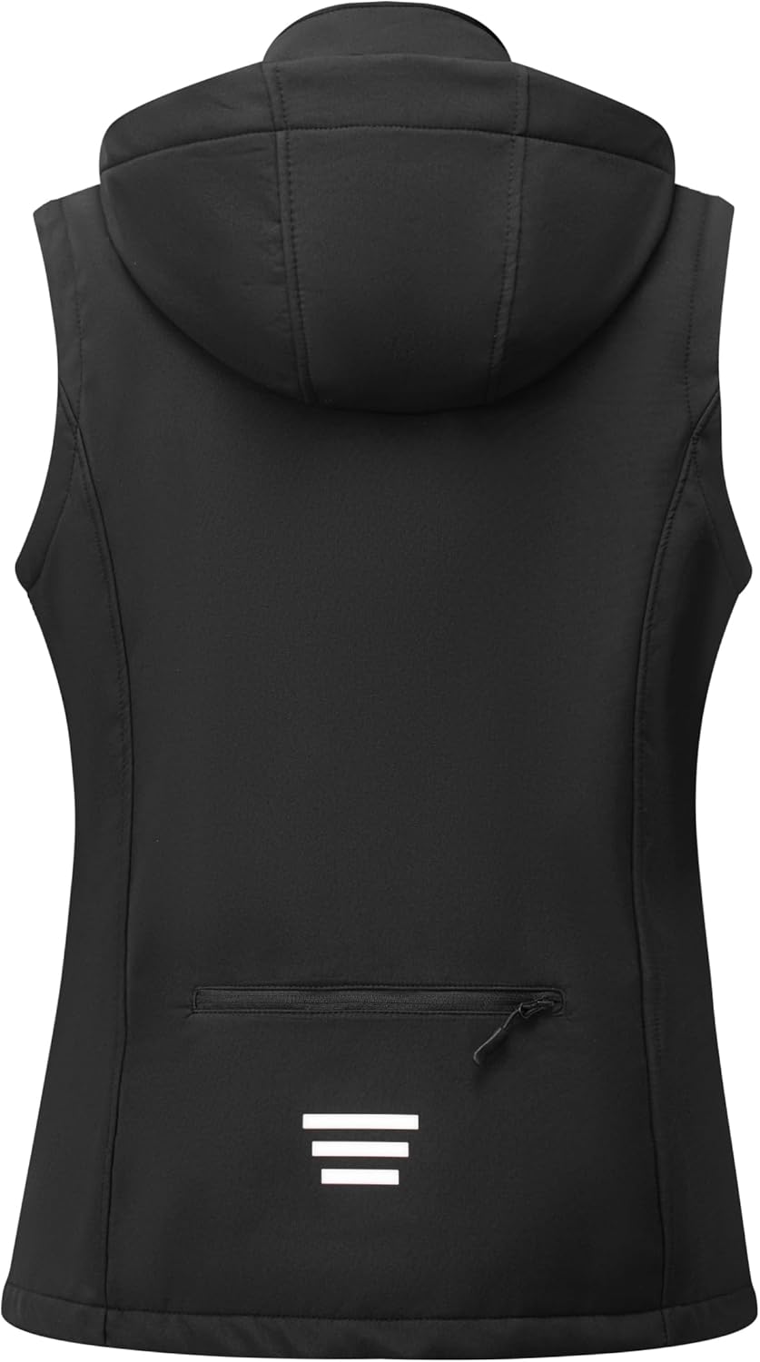GGleaf Women's Hooded Softshell Vest Fleece Lined Windproof Zip Up Sleeveless Jacket Lightweight Coat for Running - Image 3