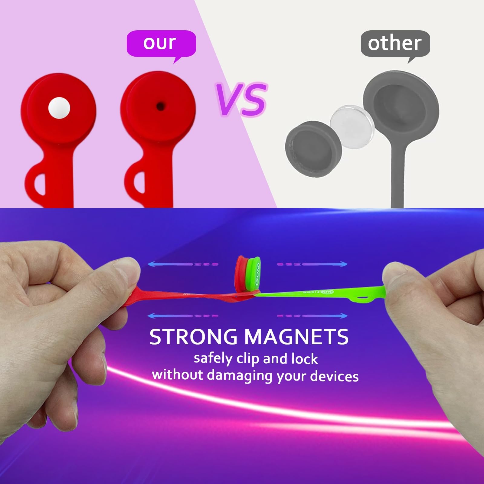 SUNFICON 14 Stück magnetische Kabel-Organizer, Regenbogen-Kabel-Clips, Ohrhörer, Kabelwickler, Lesezeichen, Whiteboard, Notiztafel, Kühlschrankmagnete, USB-Kabel-Manager, Kabelbinder, Büro, Schule