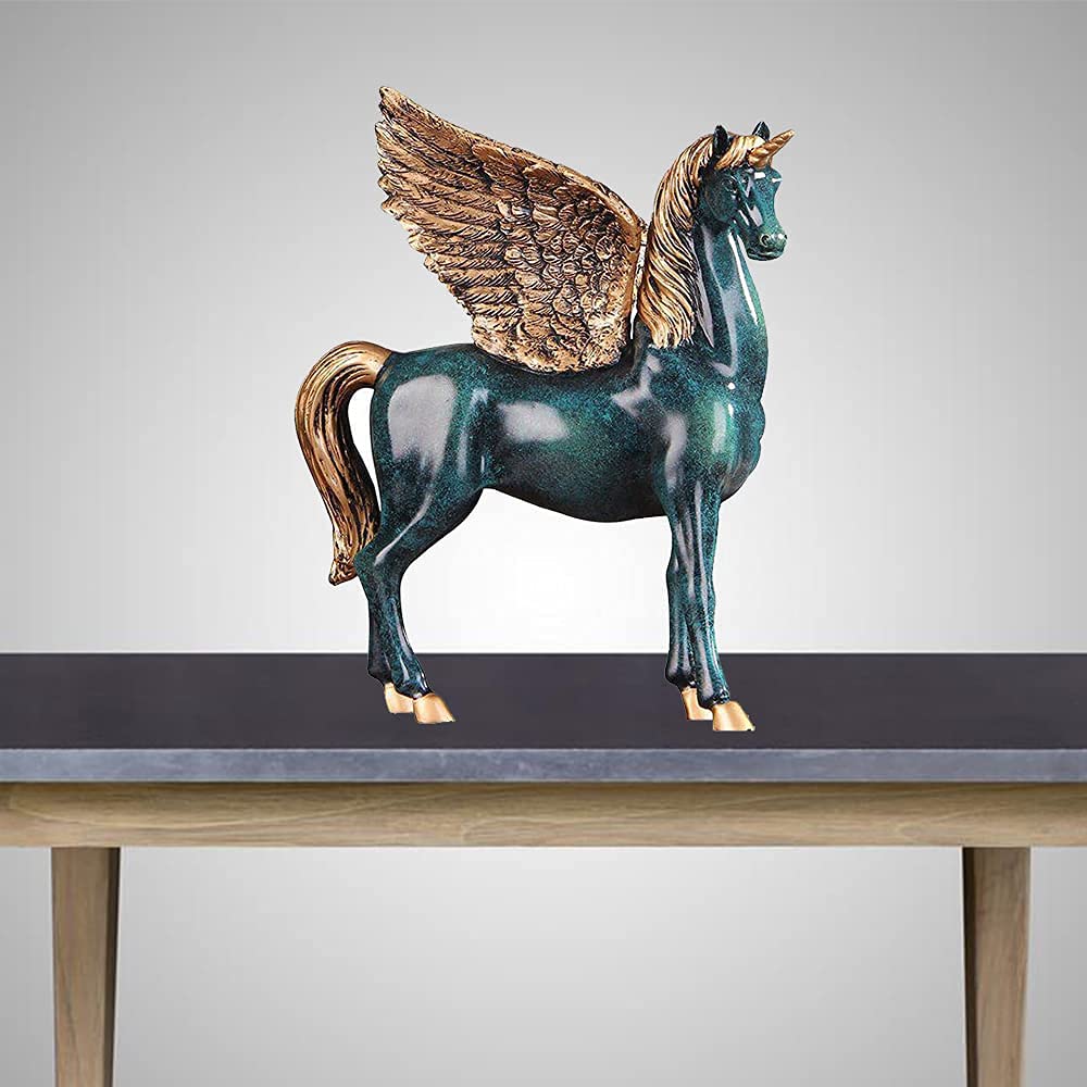 Amazon.co.jp: クリエイティブユニコーンペガサス像、樹脂動物像レトロ