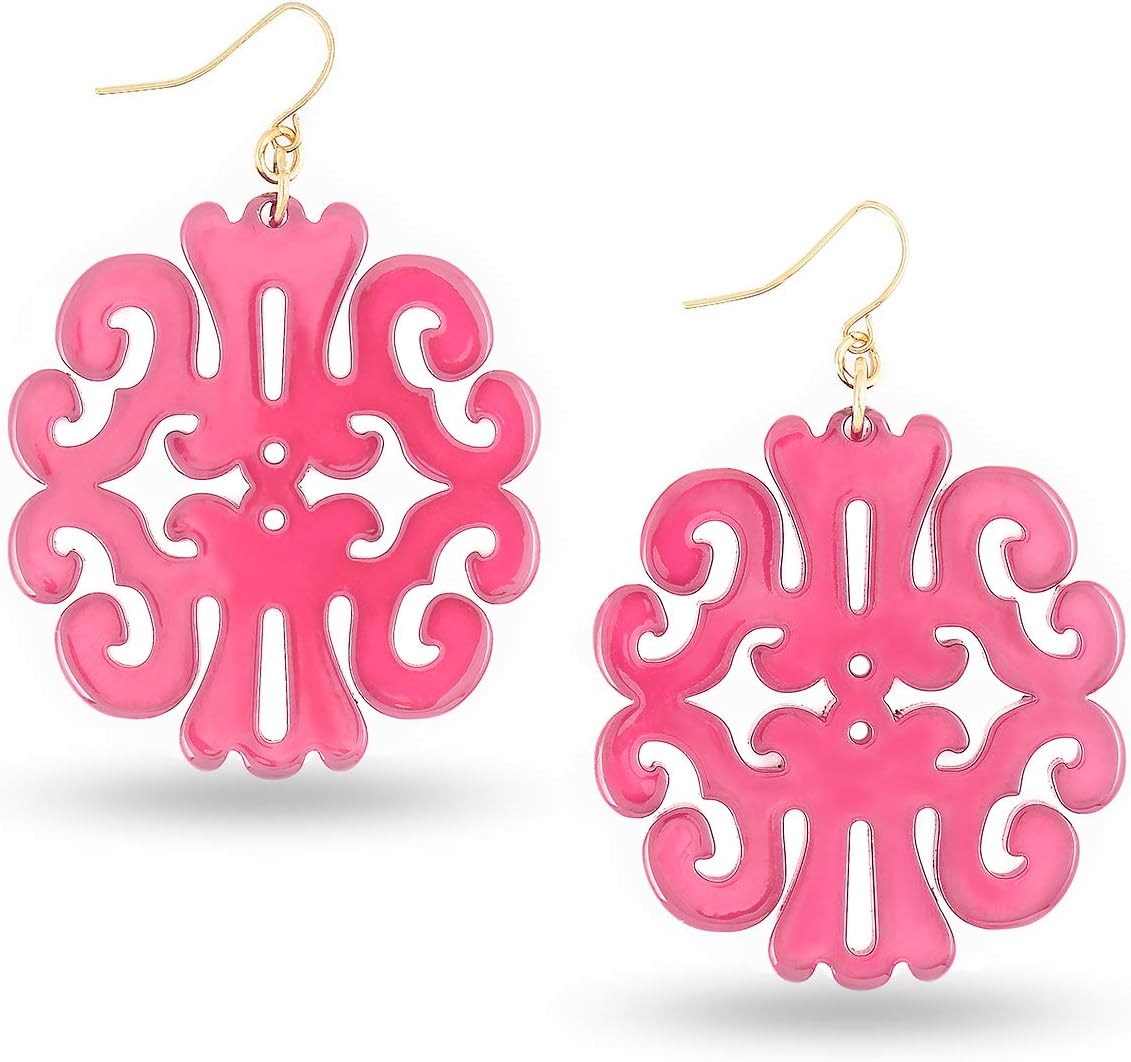 ZENZII Acrylic Resin Earrings for Women Statement Swirl Drop Dangle Lightweight Earrings summer color