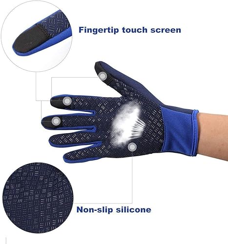 Vista 6 de Speedrid Guantes térmicos de invierno para pantalla táctil, resistentes al agua, resistentes al viento, cálidos para conducir, ciclismo, correr