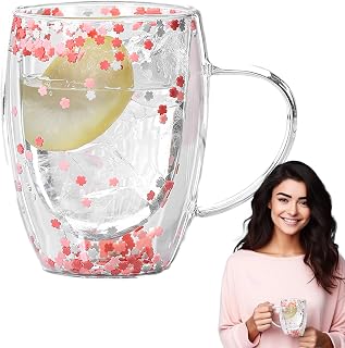 Dubbelväggiga kaffemuggar i glas, kaffemuggar i dubbla glas | Estetisk transparent isolerad mugg 350 ml – värmebeständiga glas med kapacitet för mjölk