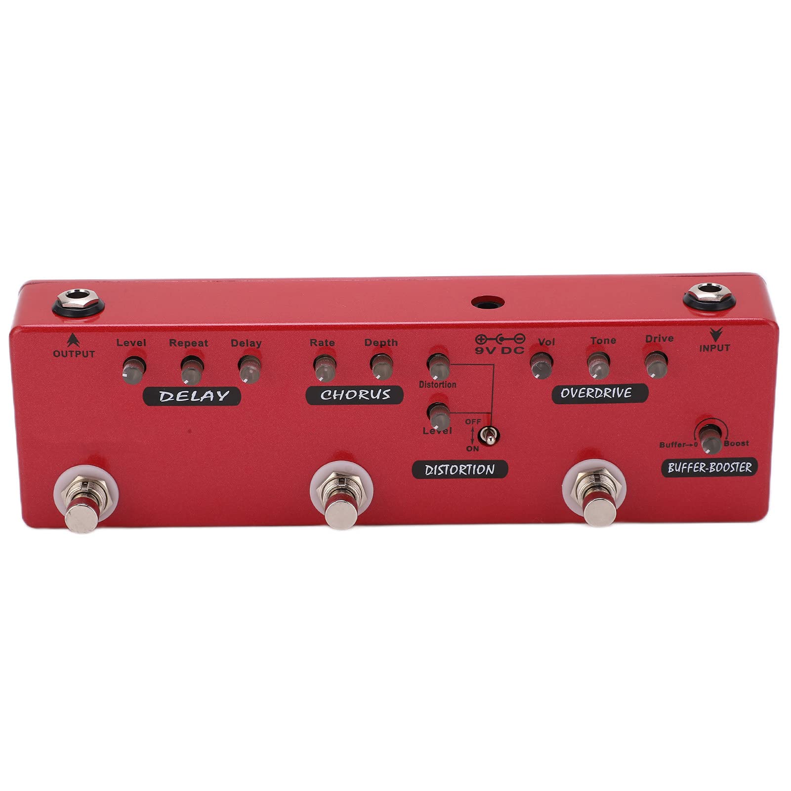 RiToEasysports Pedał Gitarowy z Wieloma Efektami, Bufor Gitarowy z True Bypass dla Basu Elektrycznego DC 9V