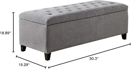 Miniatura 3 de Madison Park Banco de Acento para Entrada de Sala de Estar con Tapa Abatible Baúl de Almacenamiento, Banco de Almacenamiento Tapizado Shandra con