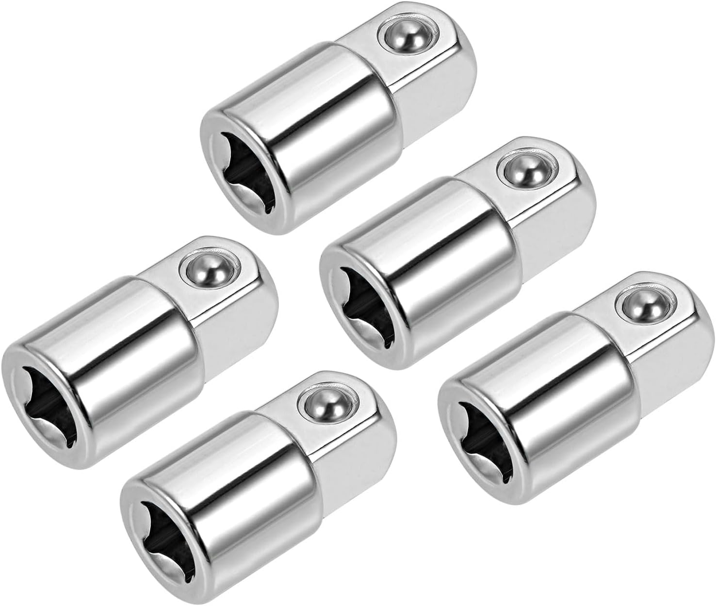uxcell 5pcs 1/4" Drive (F) x 3/8" (M) Socket Reducer Adapters, Female to Male, Cr-V Steel(Silver)