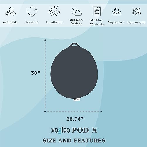 Miniatura 3 de Yogibo Pod X - Puf pequeño para adultos y adolescentes con relleno, suave, afelpado, cómodo, sensorial, funda lavable, arcoíris