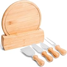 Welf, PD15143, Conjunto Para Queijo com Suporte Talheres e Tabua em, cor Bambu, Aço