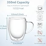 Mug à café à double paroi, mugs à café transparents, tasse à café en verre de 12oz avec poignée, tasse à cappuccino de 350ml, tasses à latte, 4 pièces