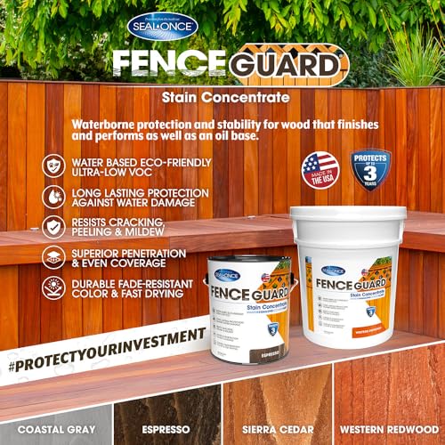 SEAL-ONCE Fence Guard Sierra Cedar Stain Concentrate, 1-Gal Water-Based Formula Makes 3-Gal, Deep Penetrating, Water-Repellent Wood Treatment for Fences, Gates & Outdoor Structures by Seal-Once - Image 2