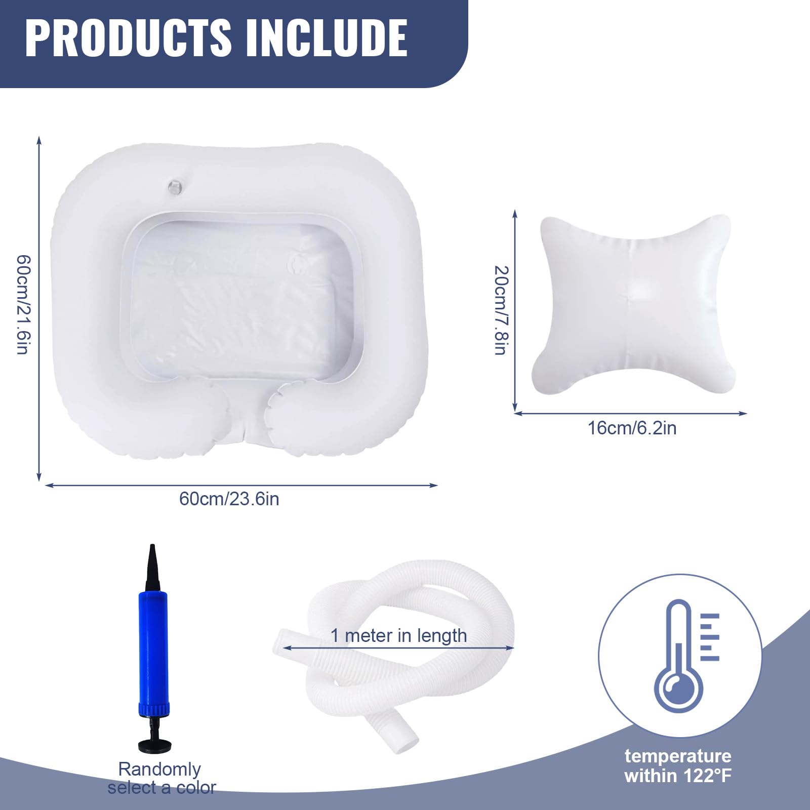 Inflatable Hair Washbasin, Inflatable Hair Basin with 1 m Drain Tube, Cushion and Air Pump, Portable Inflatable Hair Basin, Ideal for Pregnant Women, Injured and Elderly People - 2