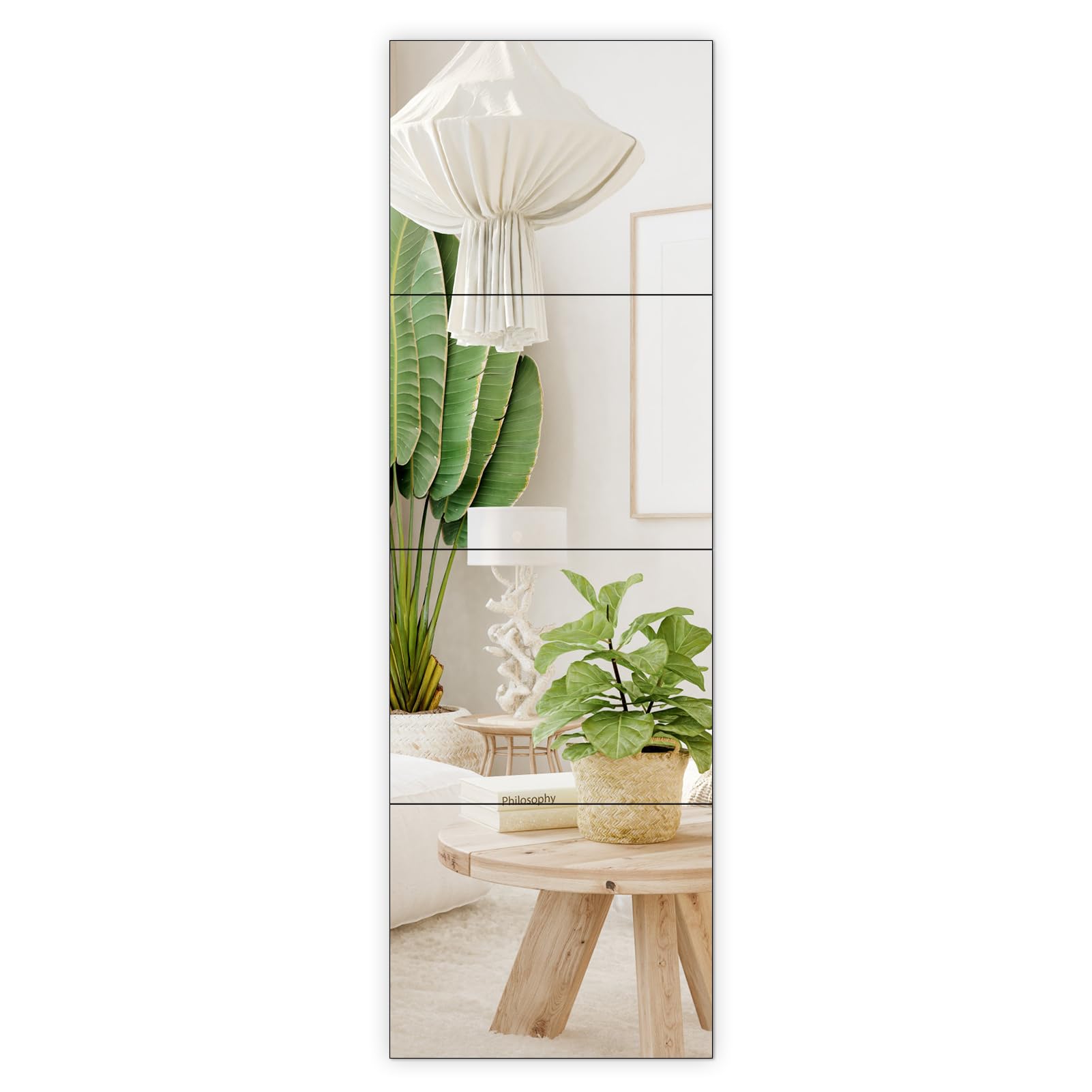 RLAVBL 4 Piezas Vidrio Espejos Autoadhesivos Pared, Espejos Decorativos de Pared Flexible y Fácil de Instalar, Espejo Pared, Ajuste para Armario, Salón, Baño y Dormitorio (35.6x28 cm)