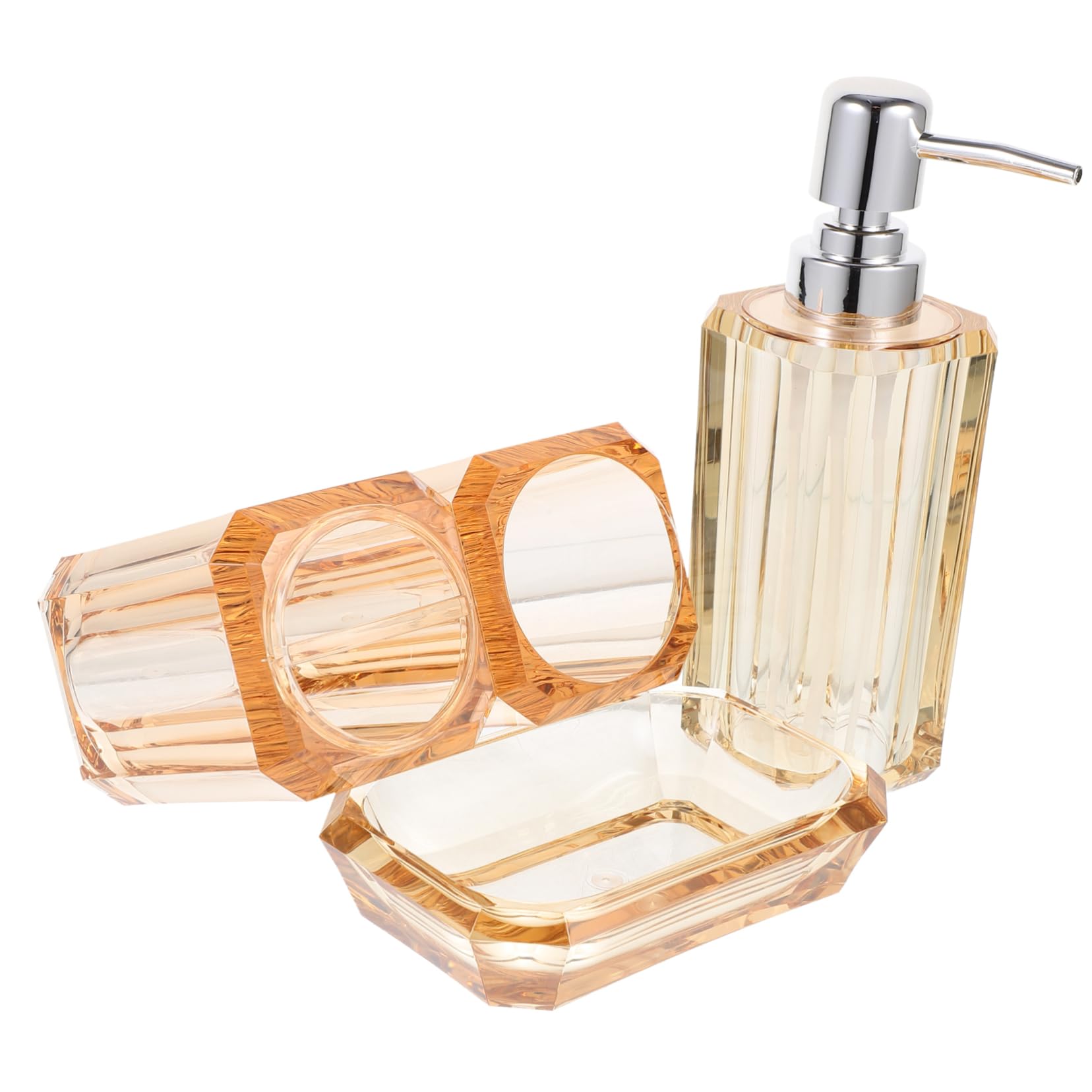 Mipcase Accessori per Bagno Portaspazzolino in Materiale Sicuro Dispenser di Sapone Bicchiere per Spazzolino Portasapone Design Elegante Superficie Liscia Duraturo e Affidabile