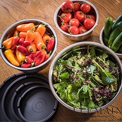 Image of Bellemain Stainless Steel Non-Slip Mixing Bowls with Lids (4-Piece Set)