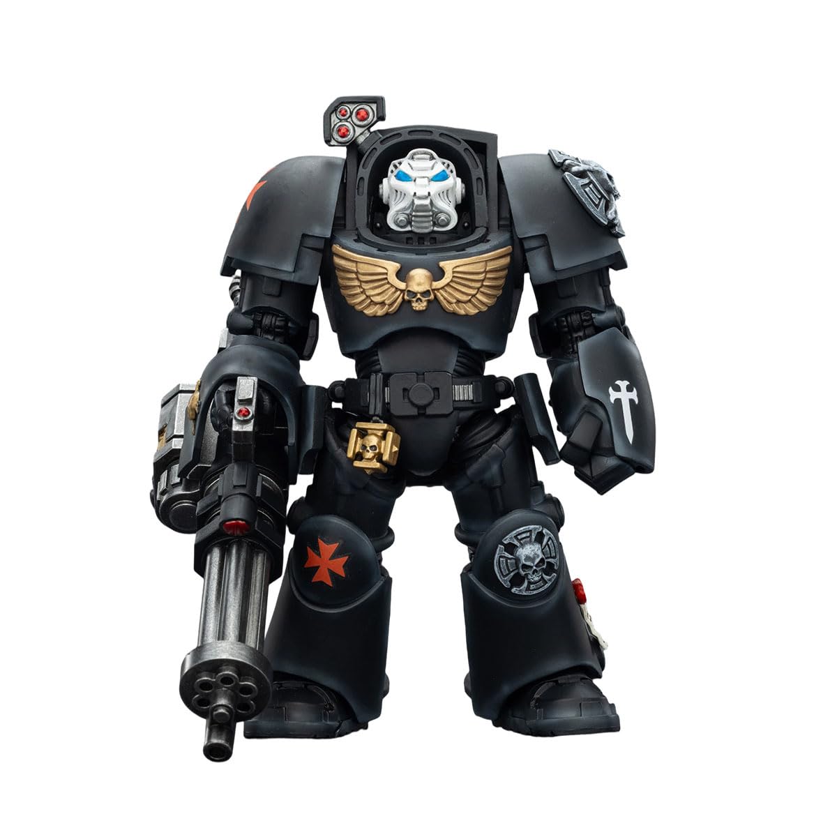 JOYTOY Warhammer 40K 5.62inch Terminator Squad with Power Fist and Assault Cannon 1:18 Scale Action Figure (Black Templars Terminator 3)