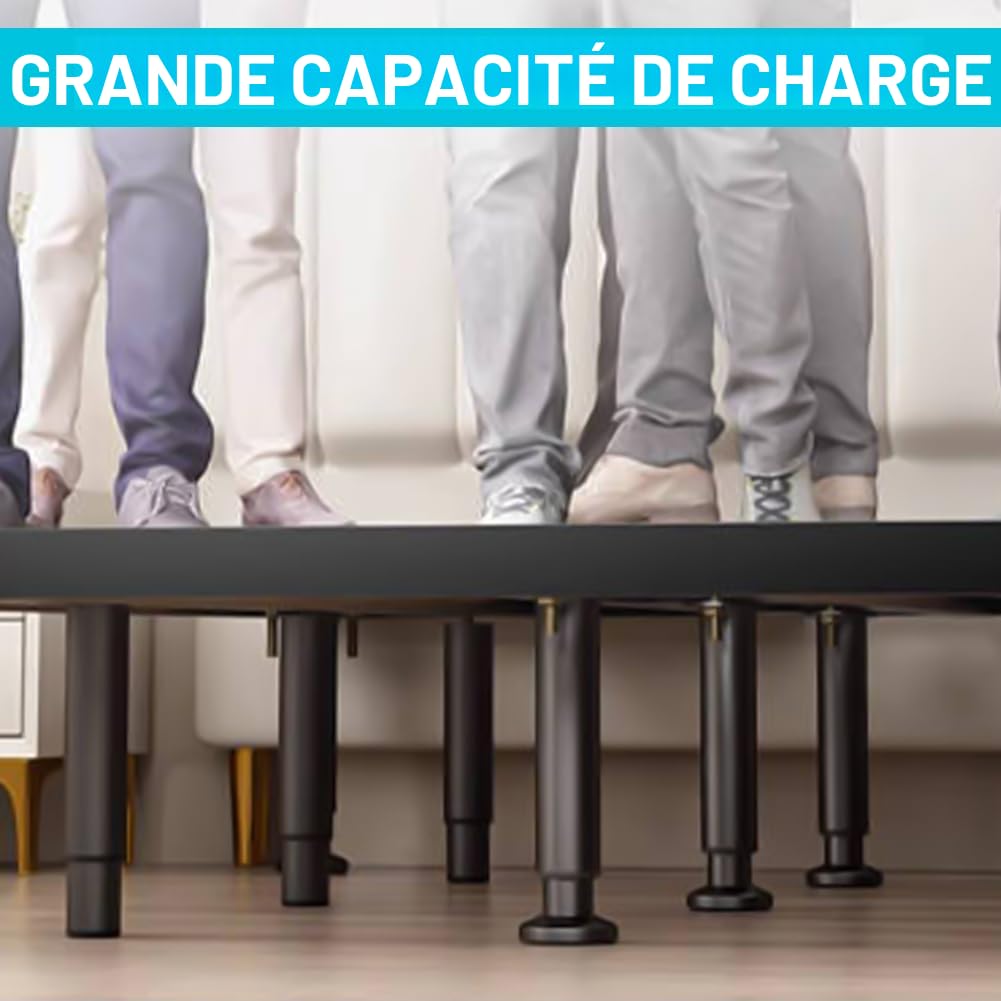 Pieds de lit réglables en Hauteur, Pieds de Support en métal(18cm-32cm) | Pieds de Support pour Cadre de lit et sommier à Lattes, en métal, Pieds de Meuble rétractables, jusqu'à 450 kg