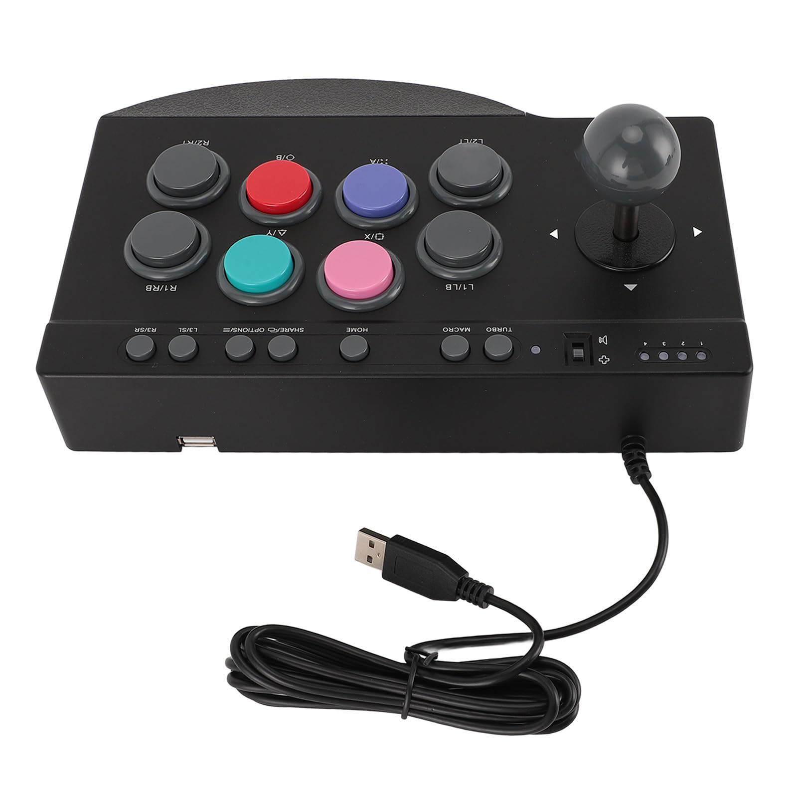 Diyeeni Joystick Arcades, Controlador Fighting Stick con Puerto USB, Funciones Turbo y Macro, Modo Dual, 8 Botones Grandes y Reposamanos de Goma, para Android TV Box, Wins 7 8 10