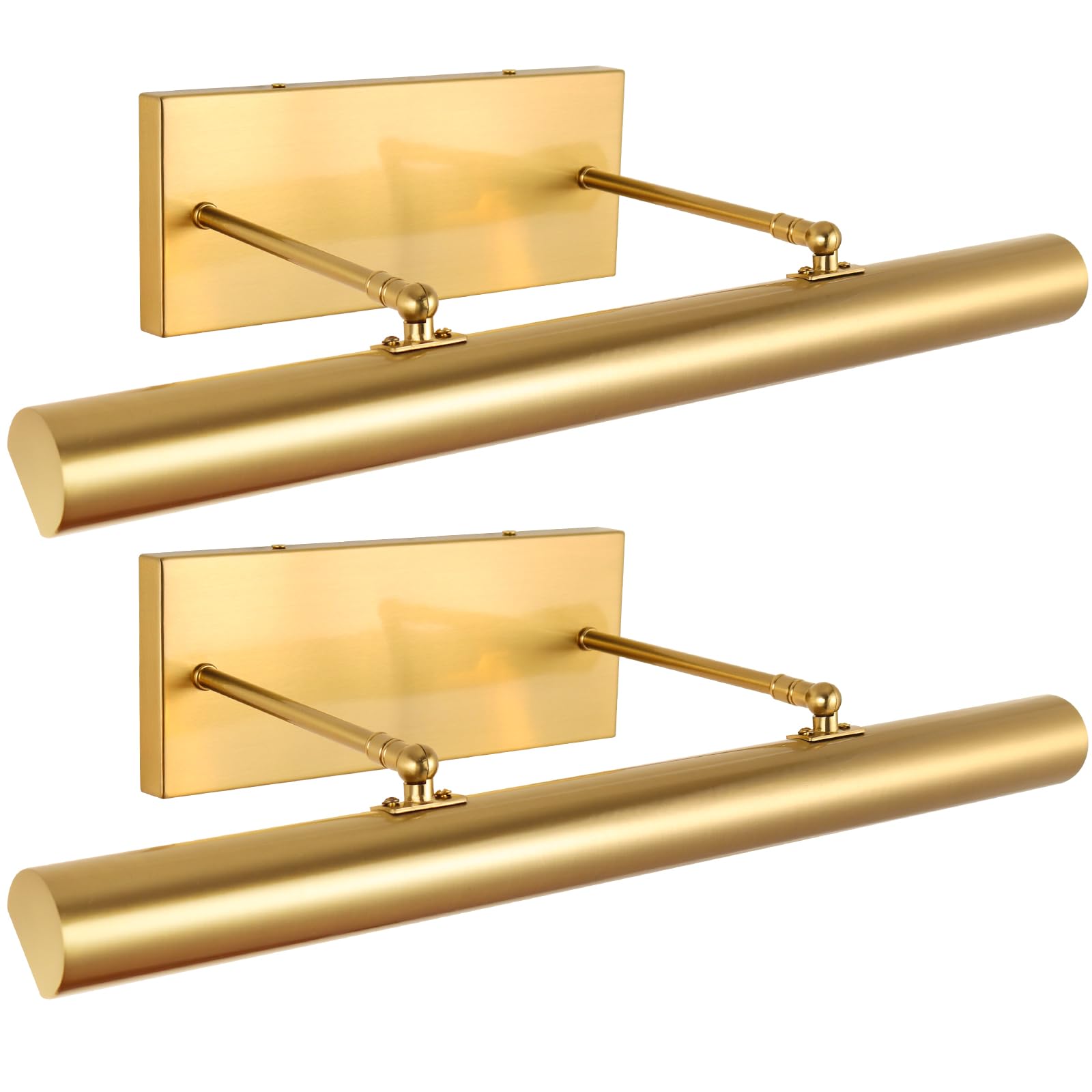 BELS Picture Lights for Wall Hardwired, 24 Inch Gold Wall Lights for Pictures,3-Light 2700k,Non-Dimmable, 270° Adjustable Swing Arm, Hardwired Wall Light for Artwork Poster Portrait, 2 Pack