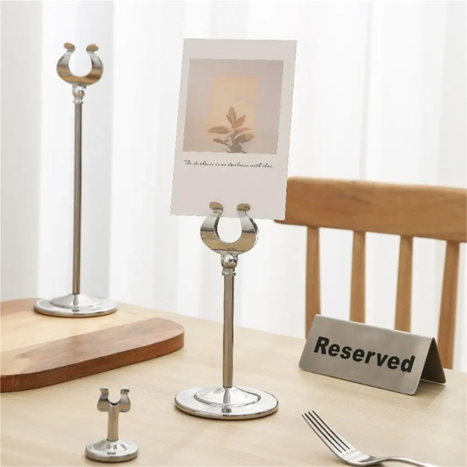 Soporte de número mesa acero inoxidable, Base estable, abrazadera asiento, menú pie en forma U, estante exhibición precios, accesorios , 8 Uds para Restaurantes Bodas