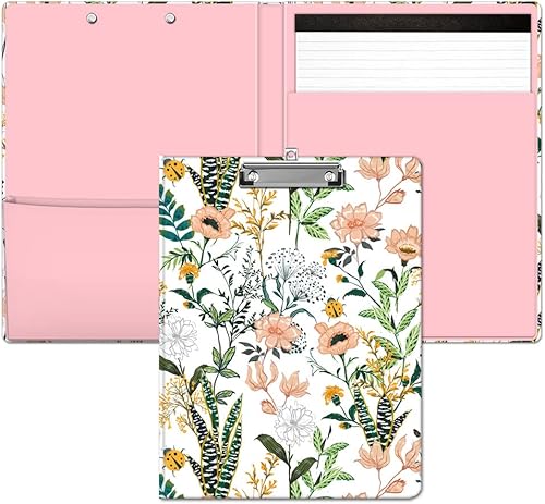 MIBITRI Folio portapapeles con bloc de notas forrado recargable y bolsillo interior de almacenamiento, bonita carpeta portapapeles para niños,