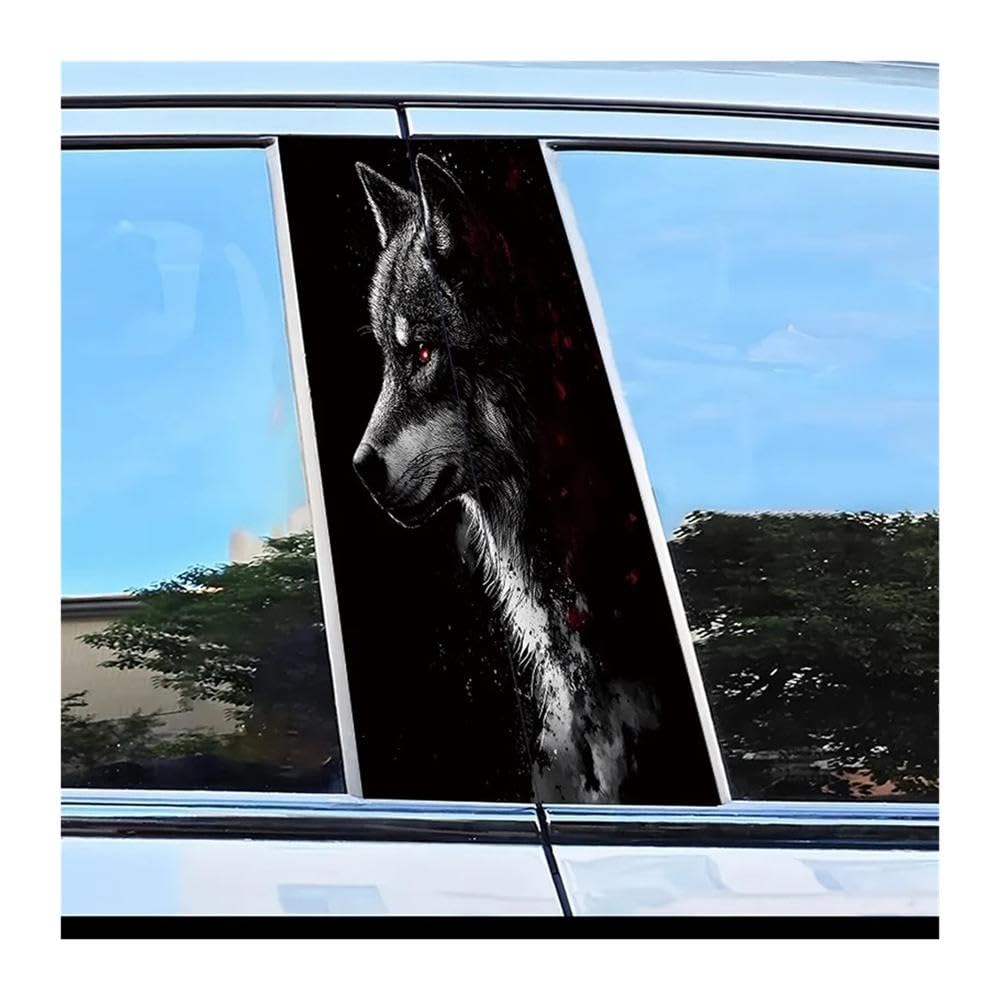 Car Parts 2 Pieces of Car Center Pillar Sticker Wolf Head Polyethylene Protective Film