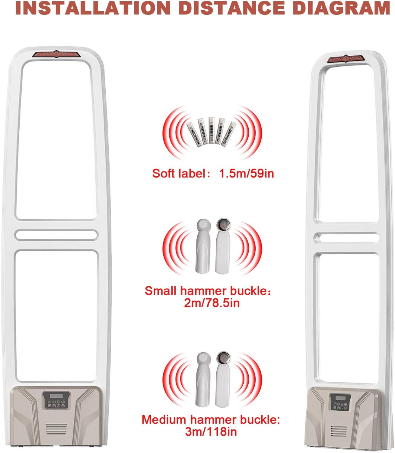 Retail Anti-Theft System, EAS Security System, 100 Security Tags and Magnet Tool - Complete Shoplifting Alarm Kit for Supermarkets and Clothing Stores