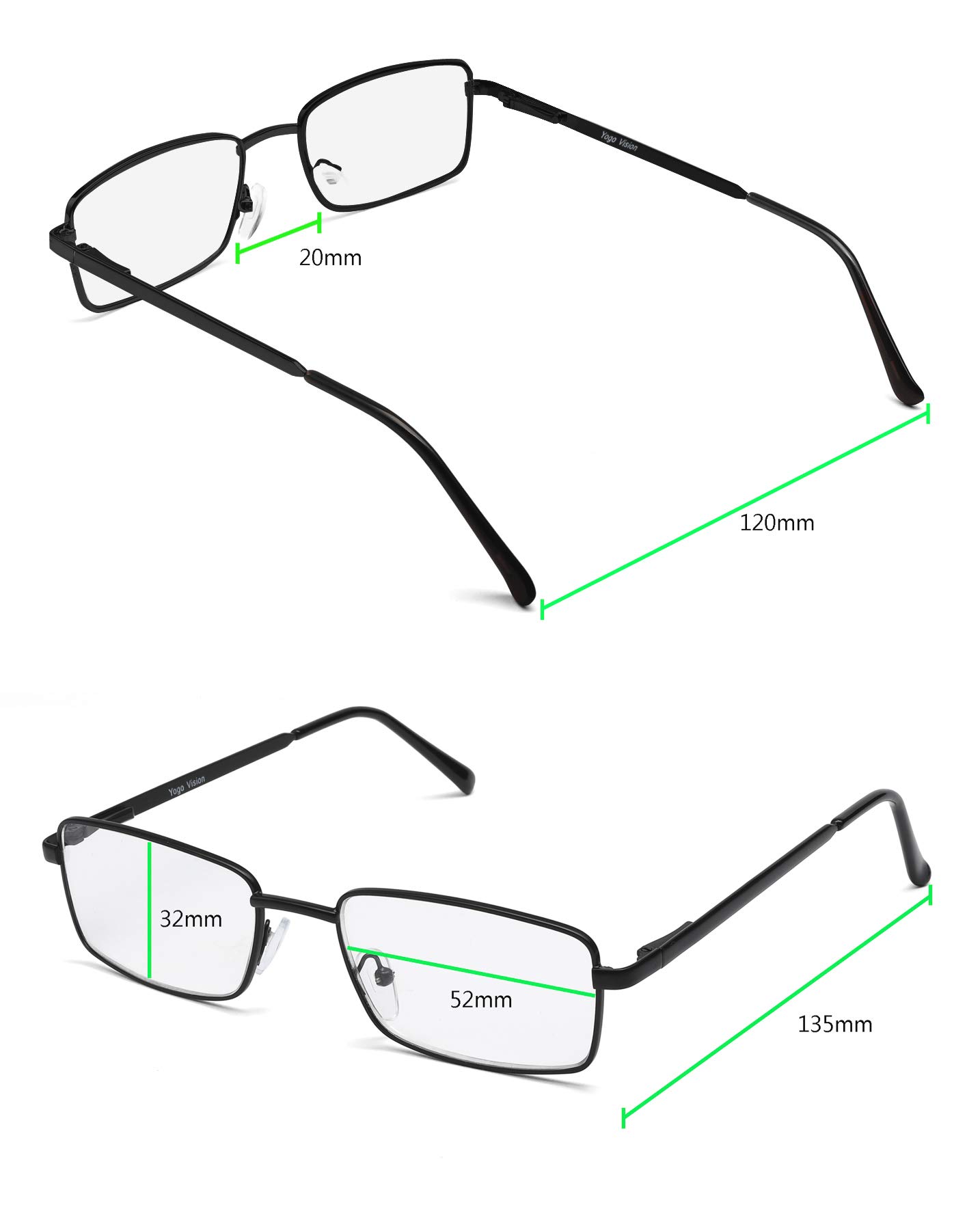 Success Eyewear Juego de 3 gafas de lectura de metal con montura completa para hombre y mujer. Color negro, 4.5
