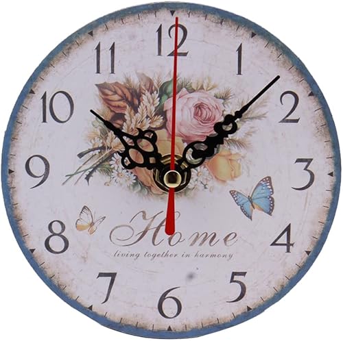 Relojes de pared de madera sin tictac, funciona con pilas, estilo retro, decorativo, para sala de estar, cocina