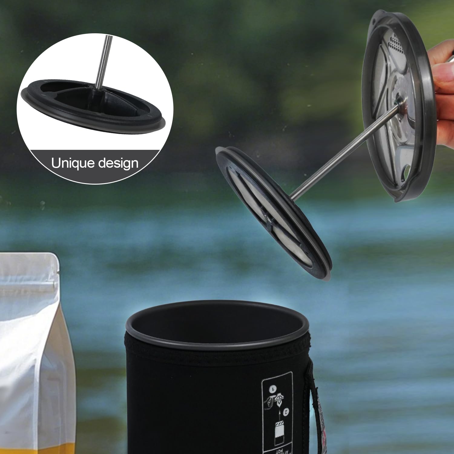 Paquete de 2 cafeteras de prensa francesa de silicona compatibles con estufas de camping Jetboil Flash, cafetera de prensa francesa para estufas de camping Jetboil Flash, tamaño regular (2)