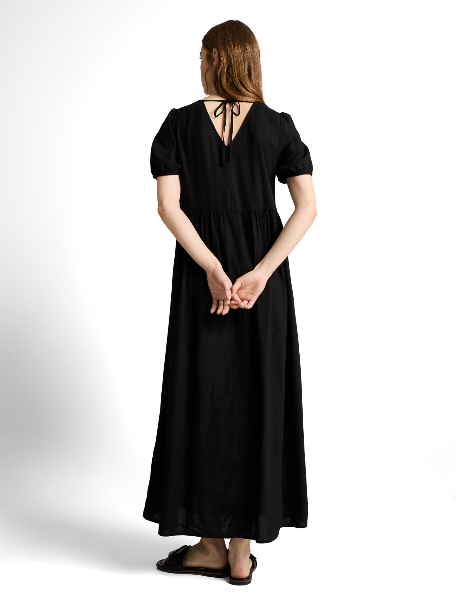 TOM TAILOR Denim Damen Leinenkleid mit Ballonärmeln