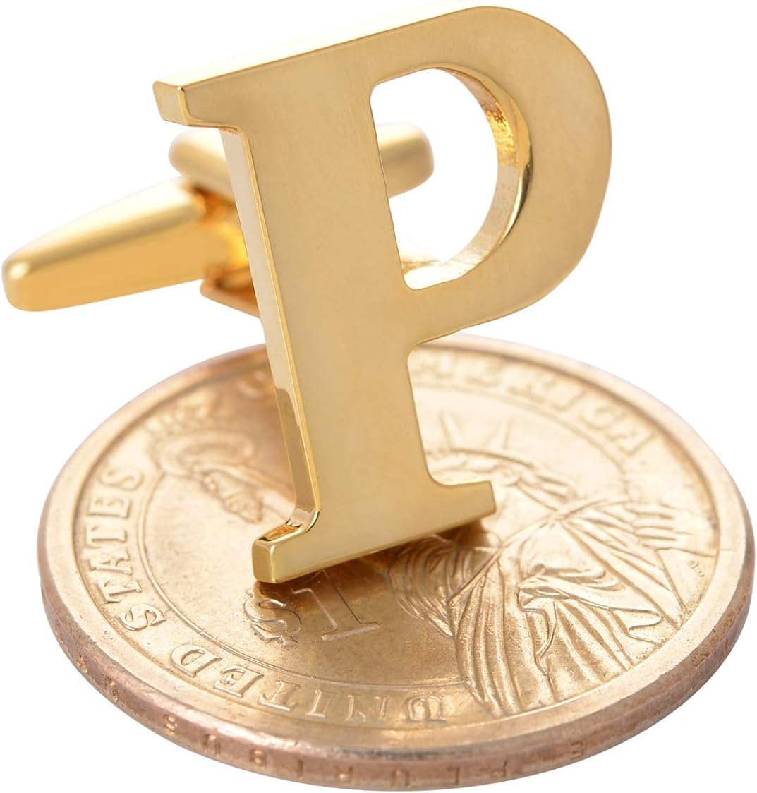 Men's Gold Alphabet Cufflinks 1 Pair with Gift Box