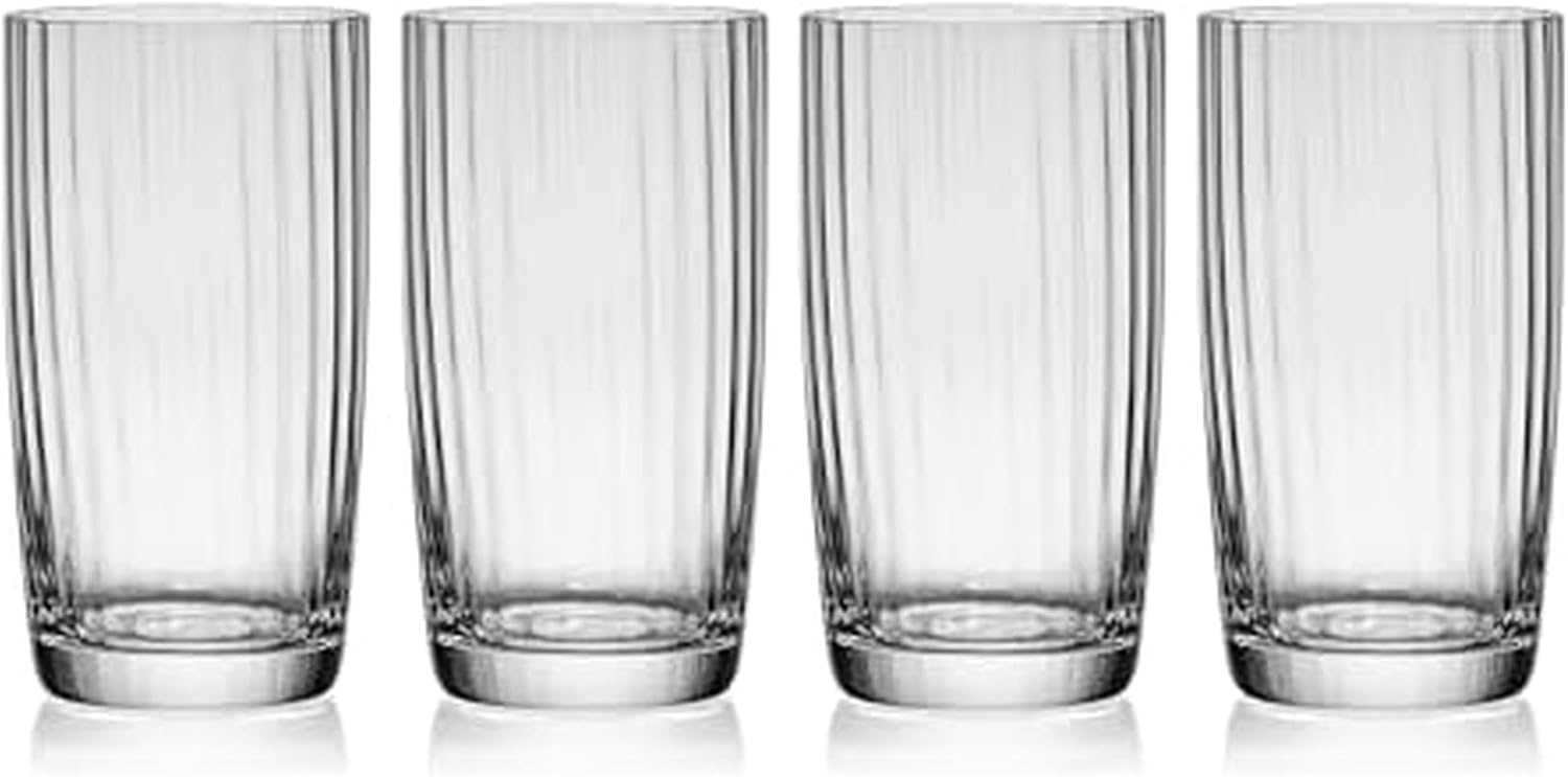 Mikasa Optic Set of 4 Highball Beverage Tall Glasses, 18 Ounce
