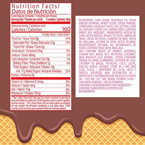 Bauducco Hazelnut Wafers - Crispy Wafer Cookies With 3 Delicious, Indulgent Decadent Layers of Hazelnut Flavored Cream - Delicious Sweet Snack or Desert - 5.0 oz (Pack of 1) - 2