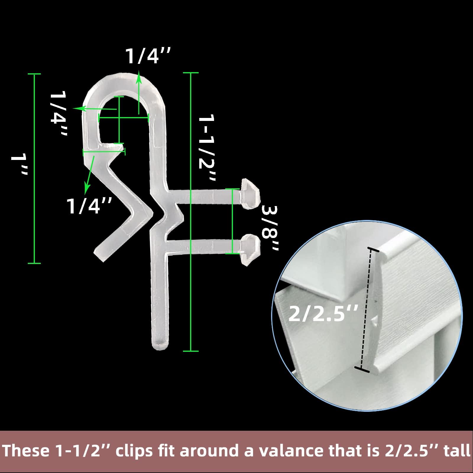 YingEnter 25 pcs 1.5 inch Hidden Valance Clips for Horizontal Blinds Retainer Holden for The Valance with a Groove in The Back