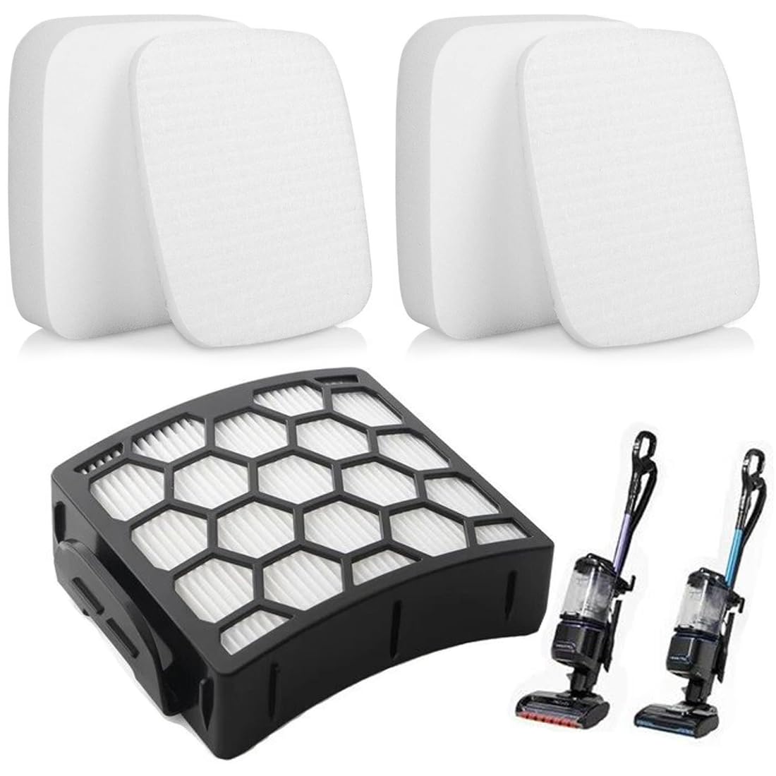 FiTspi Filter Replacement For Shark Lift-Away NV602UK NV702UK NV612UK NZ690UK NZ691UK NZ710UK Upright Vacuum (1 Washable HEPA Filter and 2 Foam&Foam Filters)