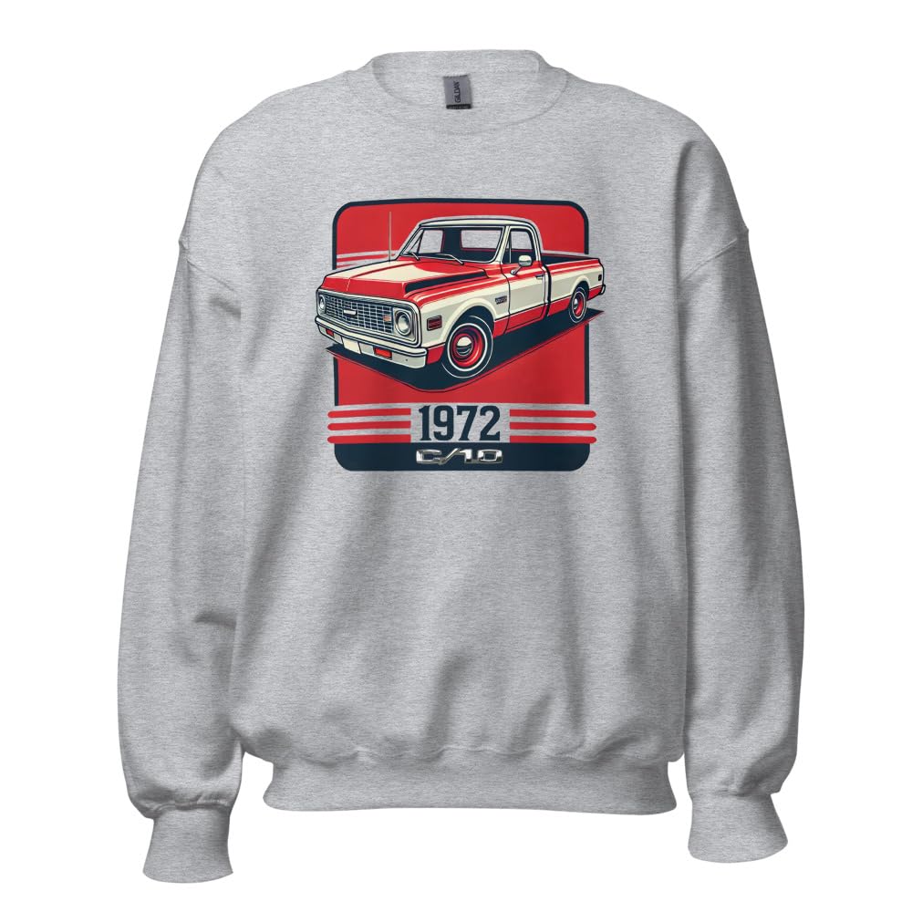 Czerwony i biały 1972 Chevy C10 bluza dla amerykańskich właścicieli pickupów retro motoryzacja