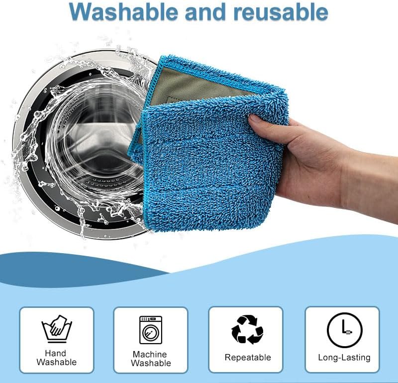 6 Pack Replacement Mop Refills Compatible with Rejuvenate Click N Clean Multi-Surface Spray Mop System,Washable Mop Heads Pads for Wet Dey Use image 4