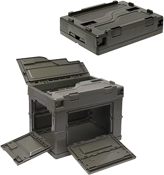 Military Base Folding Container 5.5 gal 20 L with 2 Medium Windows 1 Long Side & 1 Short Side OD Olive Drab