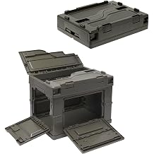 Military Base Folding Container, 6.3 gal 20 L, With 2 Middle Windows 1 Long Side & 1 Short Side, OD Olive/Drab