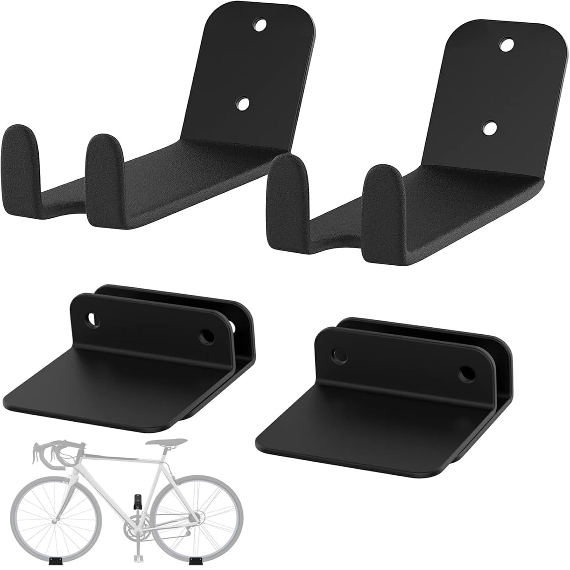 TORACK Wall-mounted Bike Pedal Hanger, Heavy Duty Garage Wall Horizontal Bike Rack, Bike Display Stand for Wall, Holds Up to 70LBS(Pack of 2)