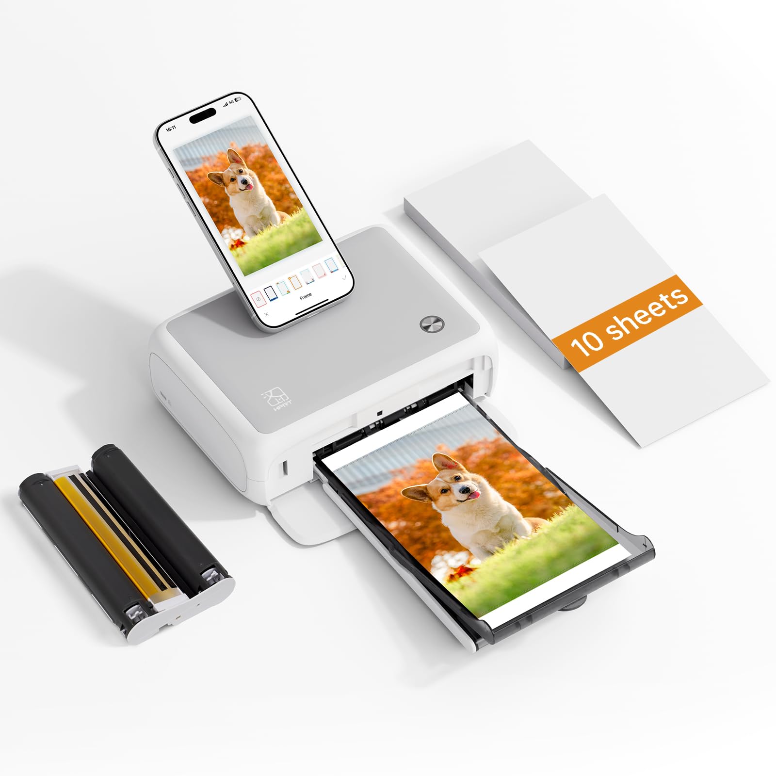 HPRT 4x6'' Portable Photo Printer – Instant Full-Color Photo Printer for Phone/Laptop/MacBook, Bluetooth/USB/WiFi Picture Printer with AR Video Printing, Thermal Dye Sublimation, All-in-One Kit